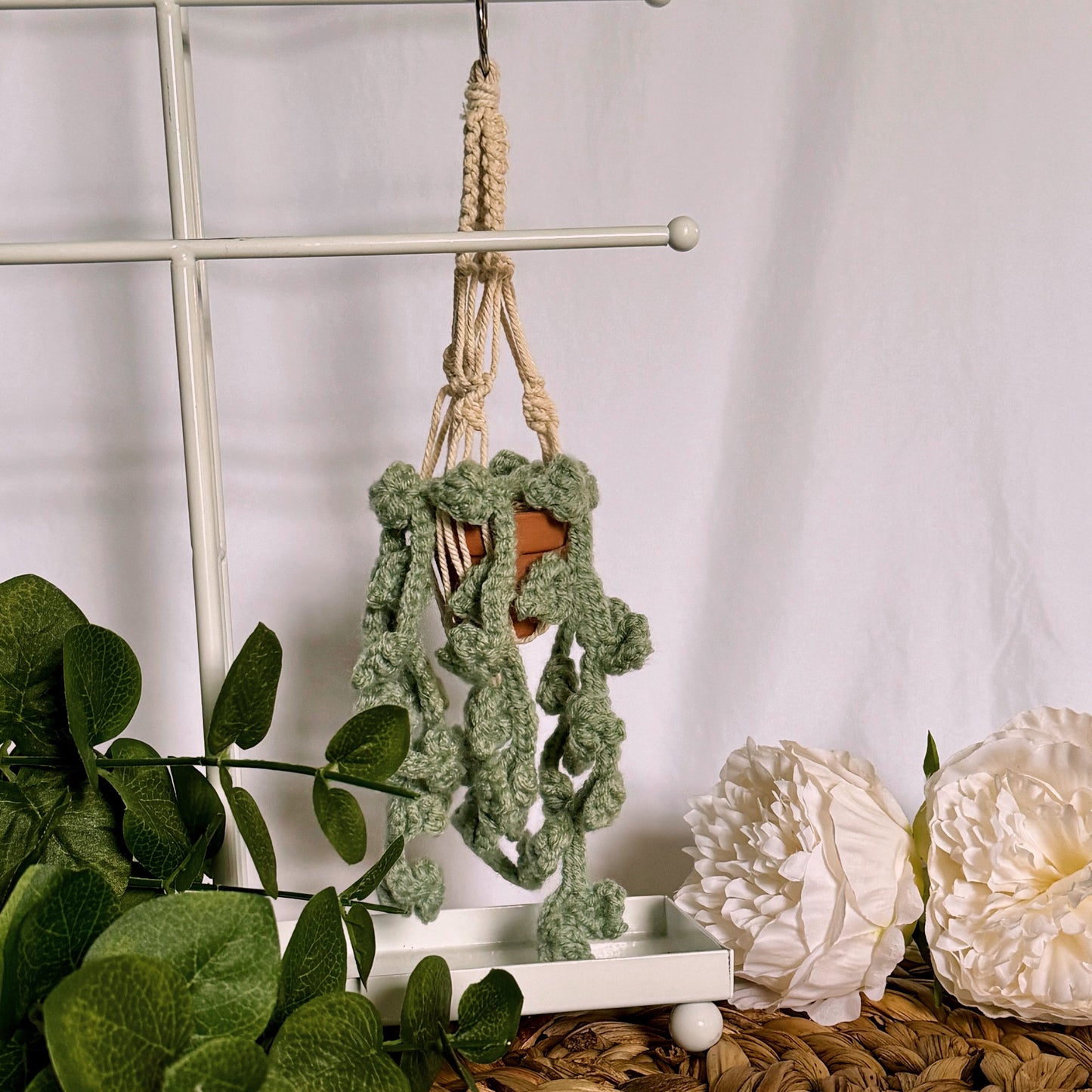 Rearview mirror hanging plant