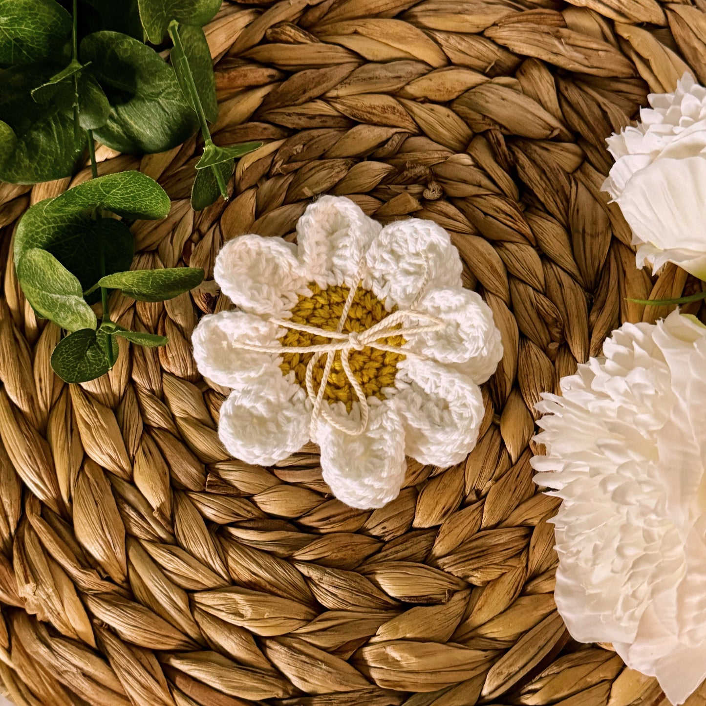 Cotton Daisy and Sunflower Crochet Coasters